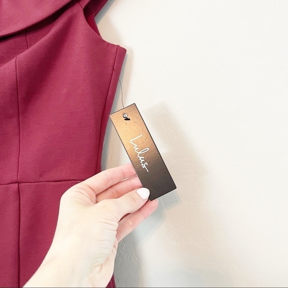 Lulus Women's Way of Love Bodycon Mini Dress Off The Shoulder Maroon Small NWT - Picture 5 of 8